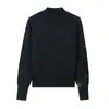 Suéter de punto base de manga larga de color liso con cuello medio alto estilo coreano para mujer, suéter pullover grueso y cálido simple y versátil para otoño e invierno