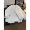 Camisa de manga larga a cuadros blancos con retazos para hombre, nueva camisa casual retro cleanfit con cuello mao, chaqueta de alta gama