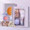 Conjunto de Presente Pente de Massagem com Almofada de Ar Personalizado, Pente de Presente para Mão, Pente com Topo de Caveira Fofo, Pente Oco Pente com Almofada de Ar