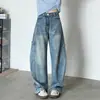 Jeans Retrô Americano Novo da Primavera de 2026 com Barra Curva para Mulheres Plus Size, Calças Largas Soltas, Calças Compridas
