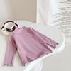 Camiseta Básica con Borde de Volantes para Niñas 2026 Primavera y Otoño Top de Algodón para Bebés y Niños Pequeños, Elegante Camiseta Blanca de Manga Larga