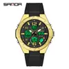 Reloj Estudiante Sanda Pantalla Dual Multifuncional Despertador 2 Zonas Horarias Moda Tendencia Reloj Electrónico Resistente al Agua Luminoso Reloj de Pulsera para Hombres Mujeres