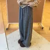 Pantalones de Lana Gruesa con Bucle Pierna Ancha para Mujer 2025 Otoño e Invierno Nuevo Estilo Coreano Holgados Perezosos Adelgazantes Rectos de Lana