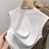 Camisola de Mujer 2023 Nueva Mujer Europea Color Puro Cuello Redondo Tirante Pequeño Cintura Elástica Elegante Top sin Mangas