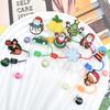 Amazon Hot Christmas Straw Cap Personalizado Soft Glue 10mm Straw Sleeve Party Straw Decorative Cap Capa de poeira