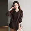Conjunto de Dos Piezas de Punto Holgado para Mujer, Moda Primavera y Otoño, Splicing de Seda de Morera de Longitud Media, Blusa Elegante y Hermosa