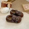 Zapatos Mary Jane Infantiles Otoño Invierno Punta Redonda Cómodos 2026 Nuevos Doble Velcro Retro Versátiles de Caña Baja Zapatos de Algodón para Niñas