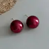 Brincos de Tarraxa Pérola Vermelha Modelo Novo 2026 Super Valorizantes, Brincos Versáteis de Alta Qualidade Que Fazem o Rosto Parecer Mais Magro para Mulheres