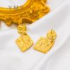 Pendientes de moda transfronteriza con textura de diamante estilo Hepburn, de acero de titanio chapado en oro de 18 quilates, estilo retro de alta calidad.