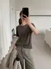 Han Xun: Básicos de Estilo Clásico - Camiseta de Manga Corta con Cuello Redondo, Suave, Cepillada y Cómoda para Mujer, Nueva Colección Otoño 2026, 27609