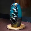 Queimador de incenso de cerâmica com refluxo criativo mudança de forno azul fonte esquerda e direita queimador de aromaterapia com refluxo ornamentos para casa