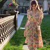 Vestido Largo Floral Retro Francés de Manga Corta con Cuello en V para Reducción de Edad 2026 Nuevo Vestido Largo de Verano de Cintura Alta para Mujer