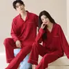 Pijama de Pareja Thermolite Otoño/Invierno Cepillado Temperatura Constante Manga Larga Hombre/Mujer Engrosado Cálido Moderno Conjunto de Ropa de Casa