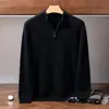Suéter masculino com zíper, gola semi-alta grossa, fio Consinee de dupla camada com ponto 7, suéter de cashmere plus size de corte solto para outono e inverno de 2026