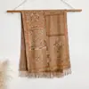 Cachecol Estilo Étnico para Mulheres no Inverno, Cachecol de Imitação de Caxemira de Alta Qualidade, Xale Feminino Versátil, Cachecol Jacquard Retrô com Franjas