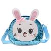 Bolsa das crianças 2024 Novo coelho dos desenhos animados lantejoulas saco pequeno moda menina bonito Aluno da escola primária bolsa mensageiro do ombro