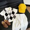Conjunto de Verão 2026 para Meninos e Meninas Novo Tendência Tricô Manga Curta Calça Casual Conjunto de Duas Peças para Crianças Pequenas