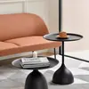 Mesa auxiliar minimalista nórdica, mesa redonda pequeña de hierro para apartamentos pequeños, color crema, adecuada para uso doméstico, mesita de café pequeña, mesita de noche creativa para el dormitorio