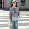 Top de manga larga con cuello camisero de estilo universitario 2026, Nuevo de Primavera/Otoño, Moda y Diseño Único, Sudadera Falsa de Dos Piezas para Niñas