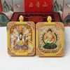 Estilo Xizang Montaña Wutai Dragón Cinco Señores Ocho Grandes Dioses Guardianes Thangka 3D de Doble Cara Thangka Galvanizado Conservador de Color Colgante Buda Portátil