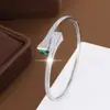 Pulsera con Forma de Serpiente de Moda Transfronteriza con Incrustaciones de Circonia de Colores, Broche Exquisito, Pulsera de Cobre Puro Electrochapado, Joyería al por Mayor de Fábrica