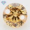 Anillos Huagang Gem Redondos Color Champagne Doble Agujero Circonita Piedra Desnuda con Agujeros Gema de Color Sintética Piedra de Emparejamiento con Agujero