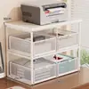 Organizador de escritorio con cajones, estante de almacenamiento multifuncional para papelería, suministros de oficina y colocación de impresora
