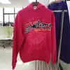 Foto Real da Marca Americana Tendência Spder555 Moletom com Capuz Terry Fleece Pesado 450g Sp5Der Versão Alta