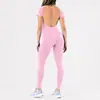 Macacão de yoga sexy, de peça única, estilo europeu e americano, cintura alta, controle de barriga, levanta bumbum, secagem rápida, sem costura, modelador