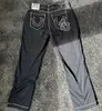 Jeans de Moda de Rua Americano Personalizado Nova Marca E-Commerce Jeans de Verão Versátil Preto Solto Reto para Homens e Mulheres