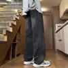 Pantalones de Mezclilla de Pierna Ancha para Hombre, Nuevos Pantalones Rectos Holgados de Rayas Estilo Americano, Pantalones para Hombre, Pantalones Largos Modernos Casuales para Adolescente