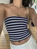 Top Cruzado de Amazon Otoño e Invierno Más Vendido Hombros Descubiertos Cuello de Una Sola Línea Cruzado Estilo Europeo y Americano Sexy Básico Elegante Top Tubo