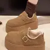 Zapatos de mujer estilo Birkenstock con suela gruesa y forro de felpa, colección otoño/invierno 2025, mocasines retro sin cordones, zapatos de algodón cálidos estilo Birkenstock