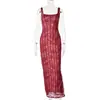 Ropa Europea y Americana para Mujer, Vestido de Noche Retro, Nuevo Vestido Sexy de Tirantes con Encaje de Escote Bajo, Estilo Lujo Ligero, Vestido Largo Ajustado