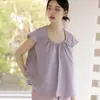 Cuatro Estaciones Nuevo Producto Caliente Ropa para el Hogar Algodón Doble Capa Gasa Estilo Coreano Holgado Color Puro Manga Larga Pantalones Pijama
