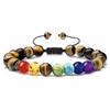 Pulsera de Joyería de Aleación de Siete Venas de Venta Caliente Transfronteriza Colorida Piedra Volcánica Turquesa Ojo de Tigre Yoga Tejida