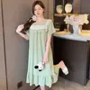 Bata de Noche para Mujer Verano 6535 Algodón Manga Corta Tallas Grandes Estilo Coreano Sencillo Dulce Estilo Princesa Conjunto
