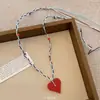 Collar con Cuerda Trenzada y Colgante de Manzana de Cerámica de Colores Dopamina para Mujer, Cadena Larga de Suéter con Dibujos Animados Lindos, Accesorio para el Cuello