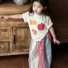 Roupa Super Fofa para Menina, Roupa de Verão, Conjunto de Duas Peças com Blusa de Manga Curta e Calça Pantalona para Crianças, Único e Lindo