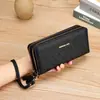 Monedero de Mano para Mujer de Dos Capas Largo Simple de Gran Capacidad Doble Cremallera Doble Capa Bolso de Mano Bolso para Madre para Teléfono Móvil