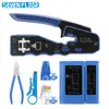 Kit de Ferramentas de Crimpagem RJ45 de Sete Andares Passante Ethernet Crimper Cat5e Cat6 Conector Modular Reparo de Rede Azul