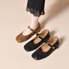 Zapatos Mary Jane de Punta Cuadrada para Mujer 2025 de Caña Baja y Tacón Bajo de una Sola Capa con Hebilla de una Línea Mocasines Cómodos Flor All-star Zapatos para Mujer