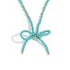Collar de diseño de nicho de moda europea y americana, cuentas de acero inoxidable, hecho a mano, collar con lazo de cristal azul tallado para mujer