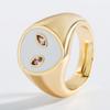 Anillo Abierto Retro Simple de Cobre con Baño de Oro de 18K Esmaltado Ojo del Diablo Forma de Extraterrestre para Hombres y Mujeres Accesorios