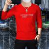 Camiseta de Manga Larga para Hombre, Camisa de Cuello Redondo, Cómoda y Lujosa Camiseta Base Ajustada para Primavera y Otoño para Hombre con Letras Estampadas para Uso Casual