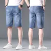 2026 Nova Moda Jeans Masculino Jovem Shorts de Verão Calça Reta de Cinco Pontos Stretch Gelo Oxigênio Casual