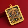 Colgante Thangka Wuye Dahekuan Dios Negro de la Riqueza y Gran Vajra Pintado a Mano con Oro y Pintura Dorada