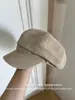 Gorra Plana Octagonal de Piel Sintética Retro para Mujer de Primavera y Otoño, Hace que la Cara se Vea Más Pequeña, Gorra Plana Versátil Estilo Coreano, Gorra de Moda para Viajar