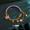 Cor Esmalte Roxo Rima Borboleta Meia Pulseira Pulseira Shaggon Borboleta Meia Pulseira Versátil Charmoso Pulseira de Presente para Namorada
