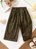 Pantalones largos de leopardo para niñas, nuevo estilo de otoño, pantalones casuales holgados para niños, pantalones con estampado vintage coreano, modernos y versátiles para niños pequeños